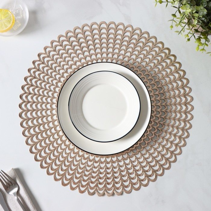 Салфетки сервировочные на стол Доляна «Солнечная», d=38 см, 4 шт, цвет золотой Салфетки сервировочные на стол Доляна «Солнечная», d=38 см, 4 шт, цвет золотой