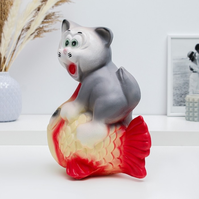 Копилка Копилка "Кот на рыбке" серый, 28см