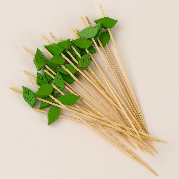 Шпажки для канапе «Листья» набор 24 шт., цвет зелёный Шпажки для канапе «Листья» набор 24 шт., цвет зелёный