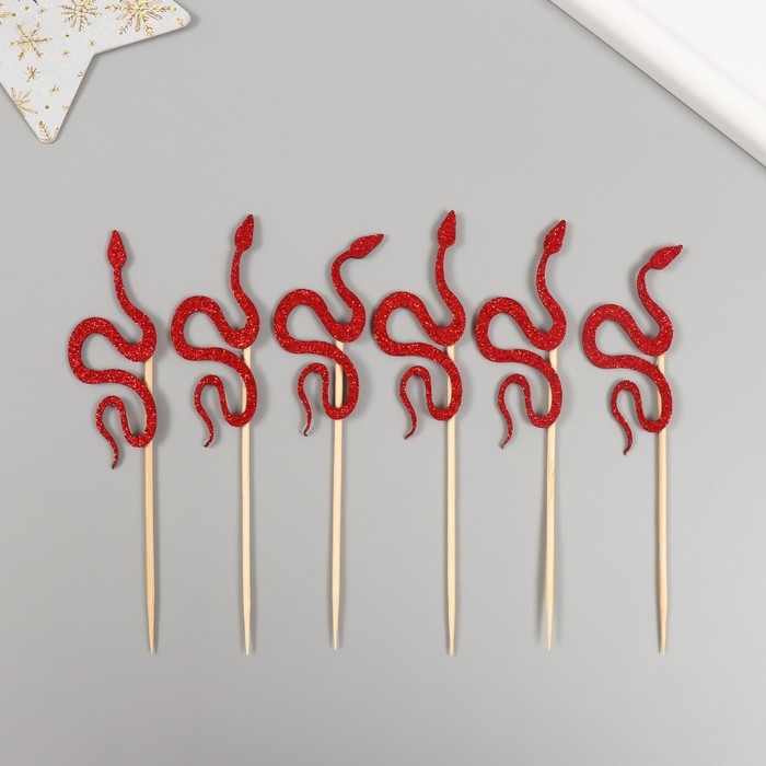 Новогодний топпер для творчества Новогодний топпер для творчества "Красная змея" 12.5 см (Новогодний набор 6 шт)