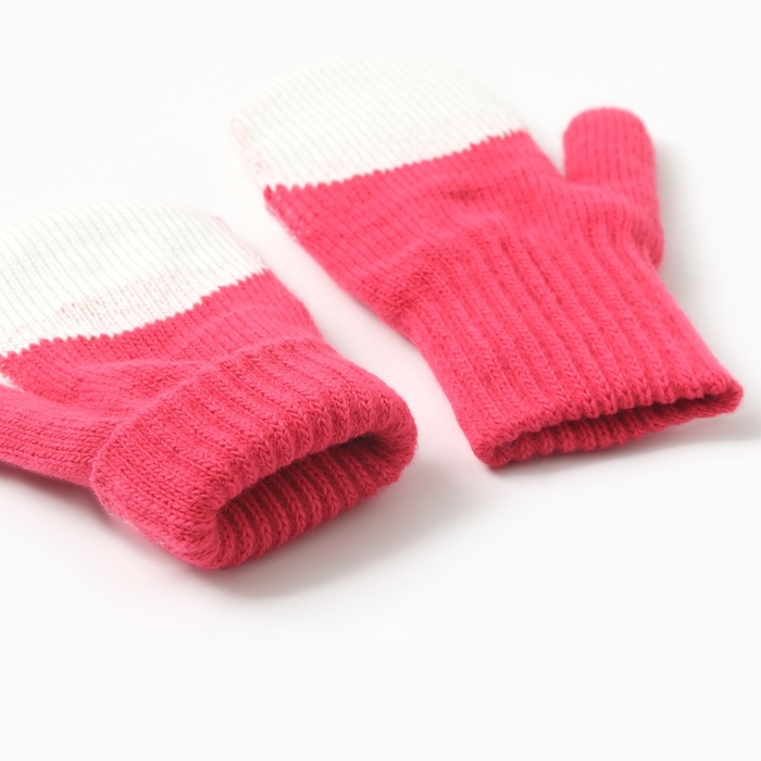 Варежки двойные детские  Варежки двойные детские "Мишка", цвет малиновый, р-р 16
