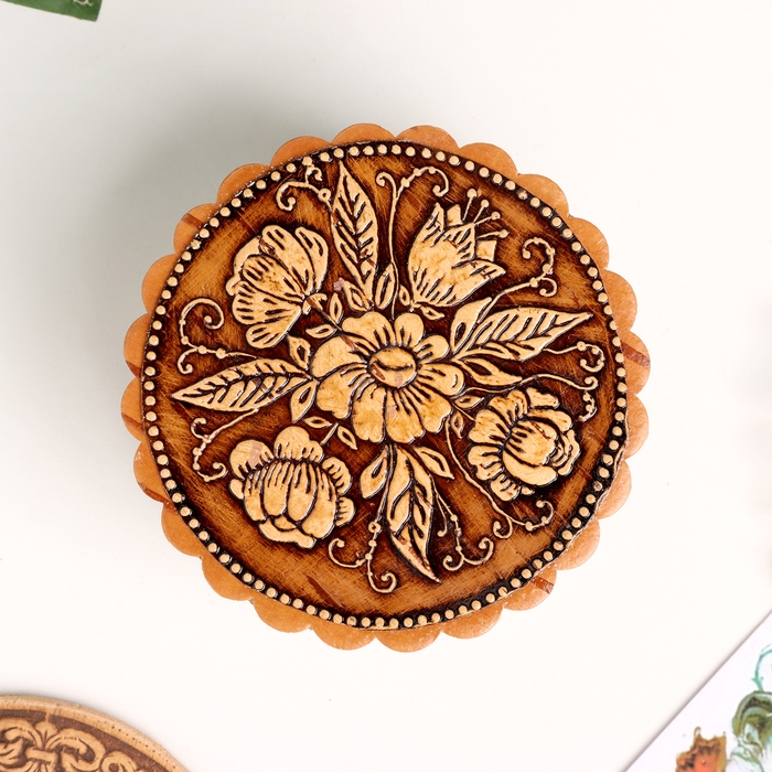 Шкатулка  Шкатулка "Ромашки", 80 х 40 мм, береста