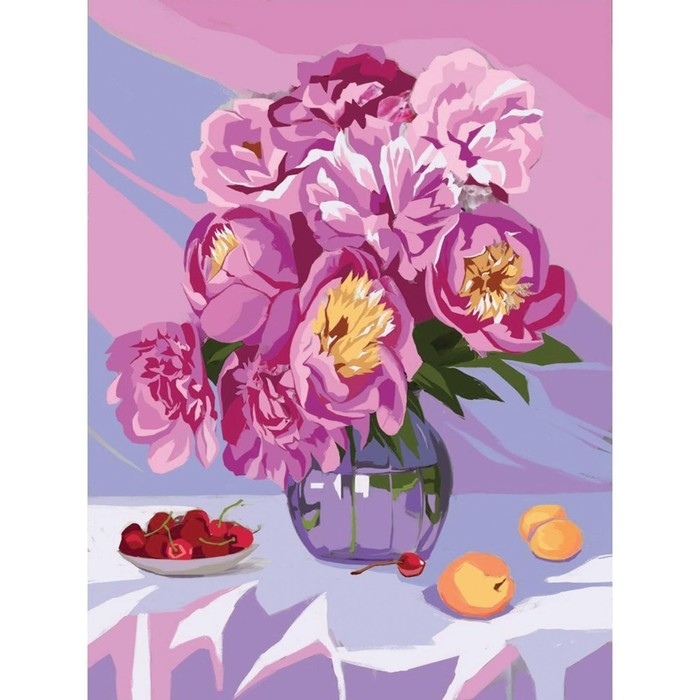 Алмазная мозаика на подрамнике с полным заполнением «Пионы в вазе», 30х40см Алмазная мозаика на подрамнике с полным заполнением «Пионы в вазе», 30х40см