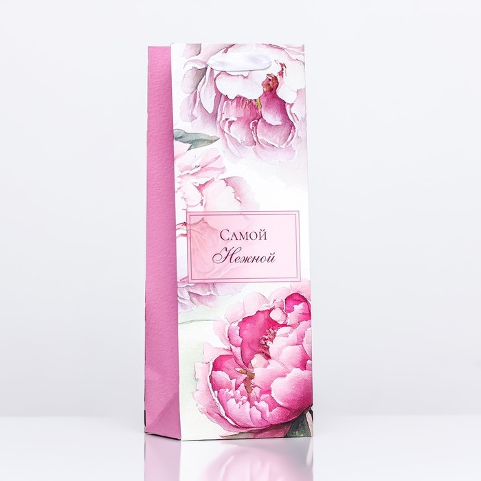 Пакет ламинированный под бутылку Пакет ламинированный под бутылку "Самой нежной",13 х 36 х 10 см