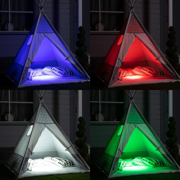 Садовый светильник на солнечной батарее «Прожектор», 13 × 6 × 13 см, 6 LED, пульт ДУ, свечение RGBW Садовый светильник на солнечной батарее «Прожектор», 13 × 6 × 13 см, 6 LED, пульт ДУ, свечение RGBW