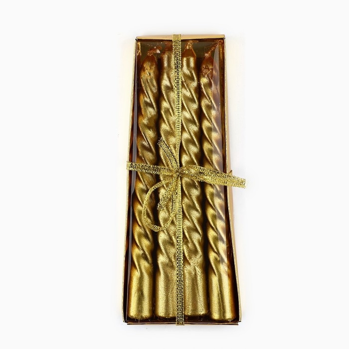 Свечи витые новогодняе «Новый год: Счастья в новом году», 4 шт, 6,8 х 1