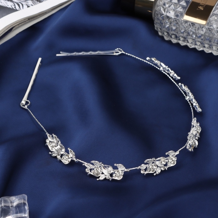 Аксессуар для волос  Аксессуар для волос "Джуди" лепестки эстра, 26 см, серебро