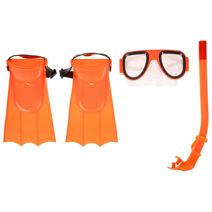 Набор для плавания детский ONLYTOP: маска, трубка, ласты безразмерные, цвета МИКС Набор для плавания детский ONLYTOP: маска, трубка, ласты безразмерные, цвета МИКС