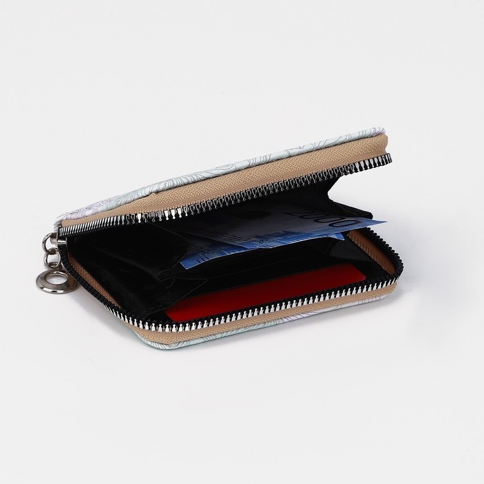 Кошелёк на молнии, отдел для карт, для монет, цвет белый