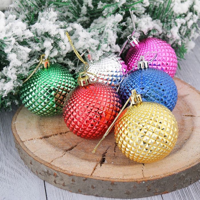 Набор шаров пластик d-6 см, 6 шт Набор шаров пластик d-6 см, 6 шт "Прокси шипы" микс