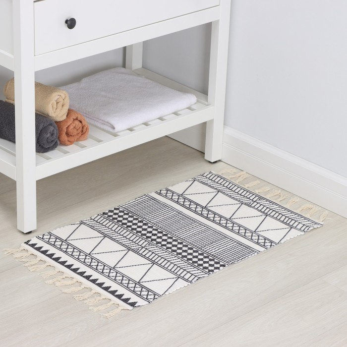 Коврик Доляна «Индиго», 47×80 см, цвет чёрно-белый