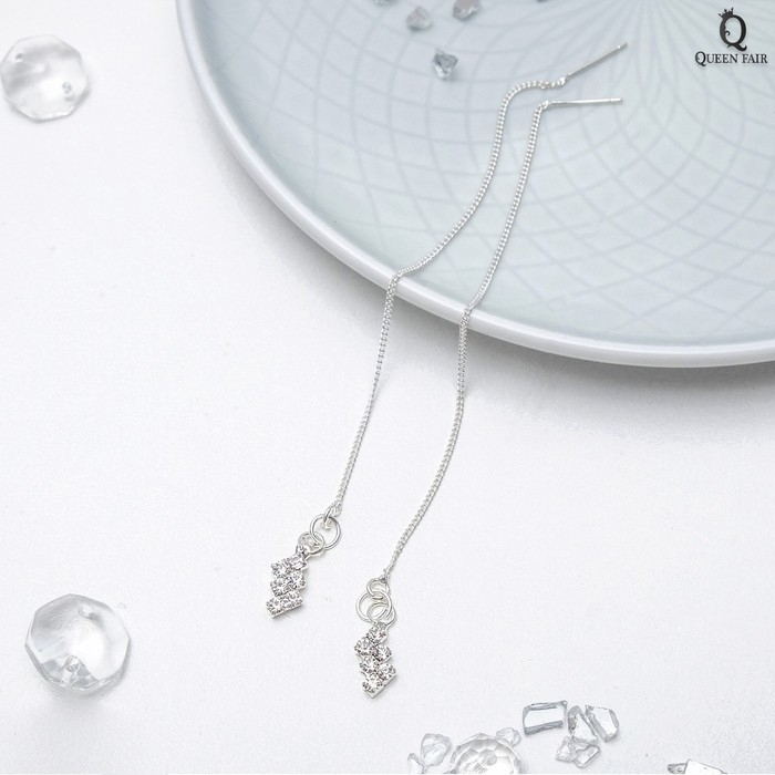 Серьги со стразами «Цепочки» зигзаг, цвет белый в серебре, 11,5 см Серьги со стразами «Цепочки» зигзаг, цвет белый в серебре, 11,5 см