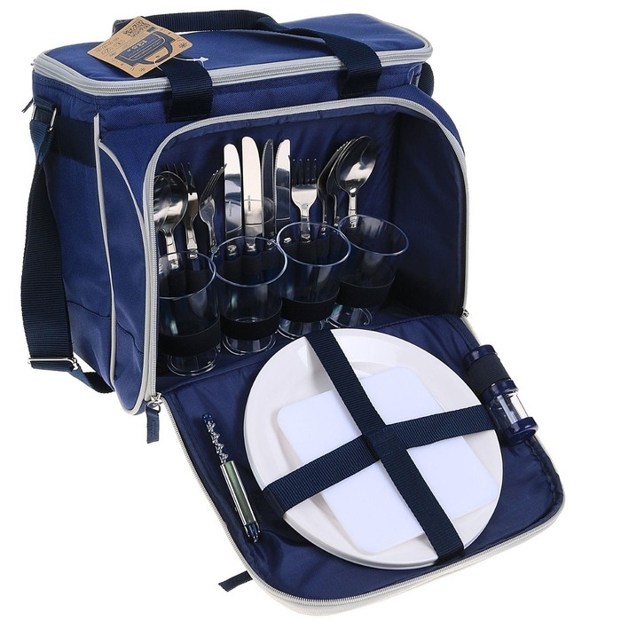 Термосумка  Термосумка "Арктика", с набором для пикника на 4 человека, 13.5 л, 31 х 34 х 24 см