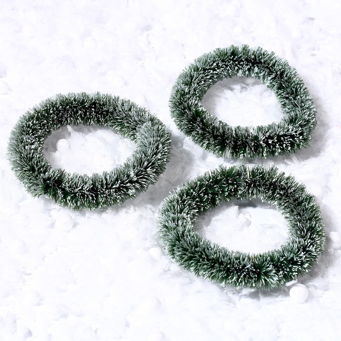 Декор «Новогодний венок», набор 3 шт., размер 1 шт. — 6,5 см, цвет светло-зелёный Декор «Новогодний венок», набор 3 шт., размер 1 шт. — 6,5 см, цвет светло-зелёный