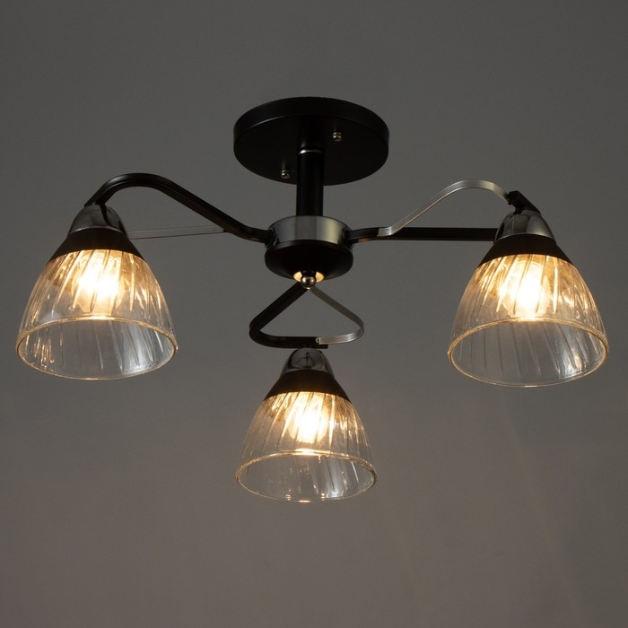 Люстра Люстра "Берн" 3хЕ27 40Вт чёрно-хромовый 56х56х25 см BayerLux