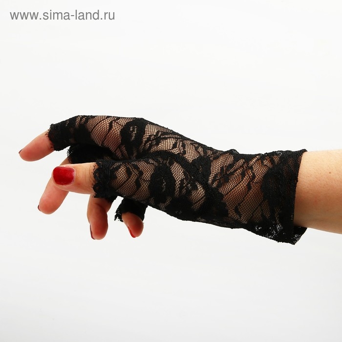 Карнавальные перчатки «Леди», для взрослых, цвет чёрный Карнавальные перчатки «Леди», для взрослых, цвет чёрный