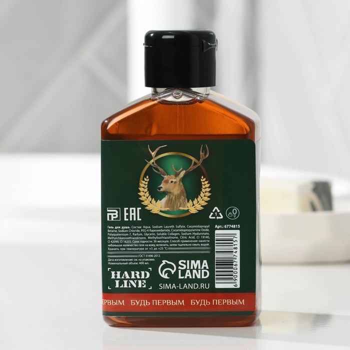 Гель для душа «Крутой мужик», 400 мл, аромат древесный с пряными нотами, HARD LINE