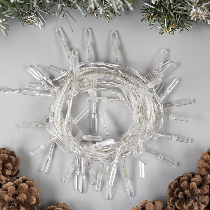 Гирлянда «Нить» 5 м с насадками «Хрусталики», IP20, прозрачная нить, 50 LED, свечение белое, 8 режимов, 220 В Гирлянда «Нить» 5 м с насадками «Хрусталики», IP20, прозрачная нить, 50 LED, свечение белое, 8 режимов, 220 В