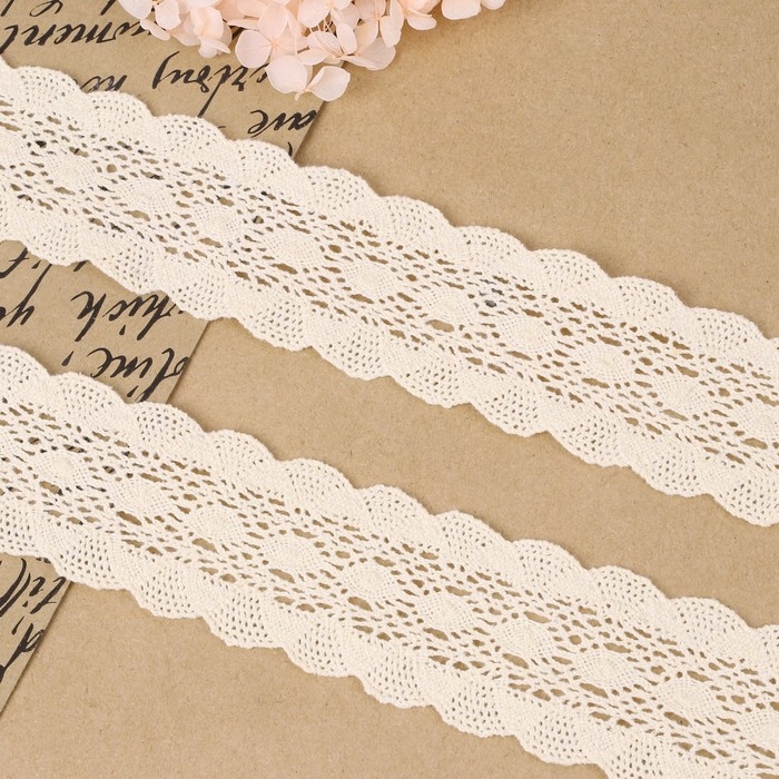 Кружево вязаное, 50 мм × 10 ± 1 м, цвет бежевый Кружево вязаное, 50 мм × 10 ± 1 м, цвет бежевый
