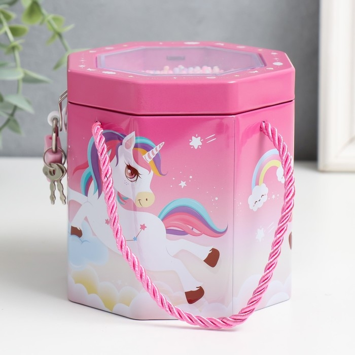 Копилка металл с замочком Копилка металл с замочком "Сказочные сюжеты. Шестиугольник" МИКС 11,5х11,5х12 см