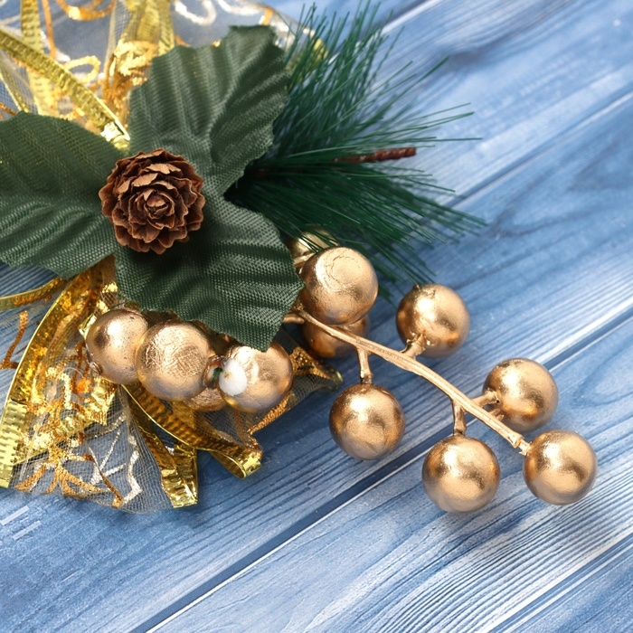 Украшение ёлочное Украшение ёлочное "Новогодний стиль" бант прозрачный, 16х12 см, золото