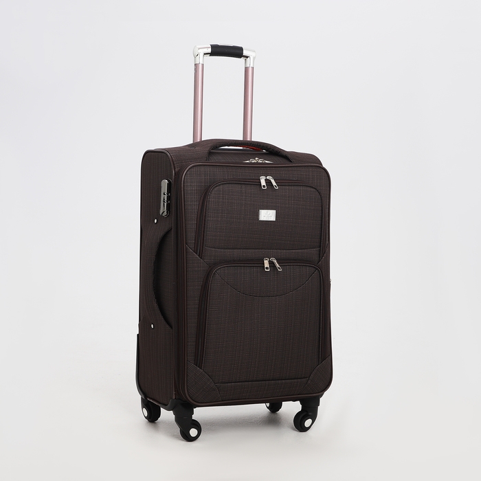 Чемодан средний 52 л (M), отдел на молнии, кодовый замок, с расширением, цвет коричневый Чемодан средний 52 л (M), отдел на молнии, кодовый замок, с расширением, цвет коричневый