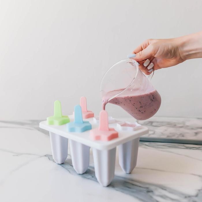 Форма для мороженого «Звезда», 6 ячеек, цвет прозрачный Форма для мороженого «Звезда», 6 ячеек, цвет прозрачный