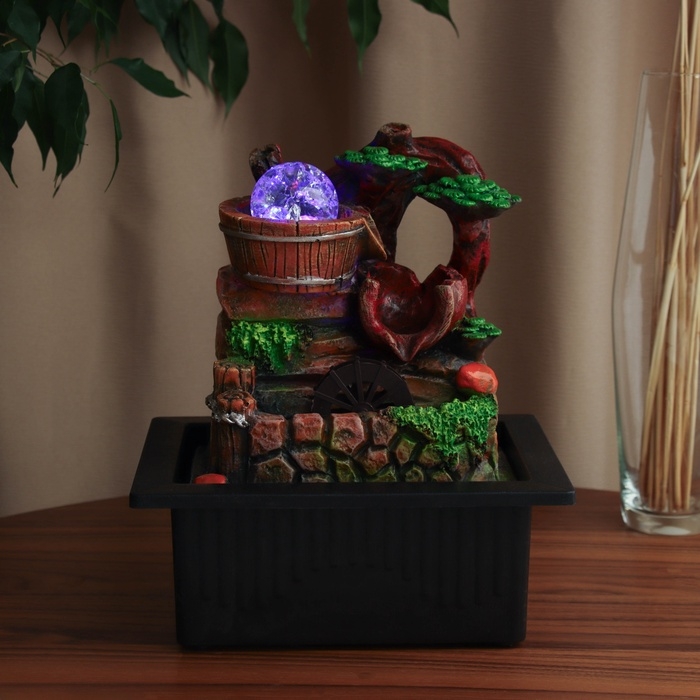 Фонтан Фонтан "Водопад из бочек под деревом" 28х23 см (с подсветкой)