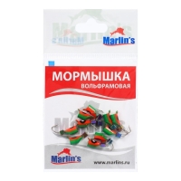 Мормышка вольфрам Marlin's Гвоздекубик, 4 мм, 1.5 г, зеленый, красный + бензин, 10 шт.