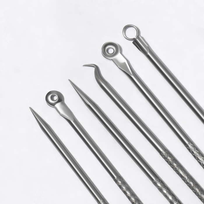 Косметологический набор, 4 предмета, в пластиковом футляре, 11,5 см, цвет серебристый Косметологический набор, 4 предмета, в пластиковом футляре, 11,5 см, цвет серебристый