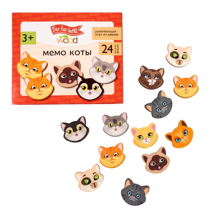 Игра настольная мемо «Коты» Far far land wood (24 фишки в коробке) Игра настольная мемо «Коты» Far far land wood (24 фишки в коробке)