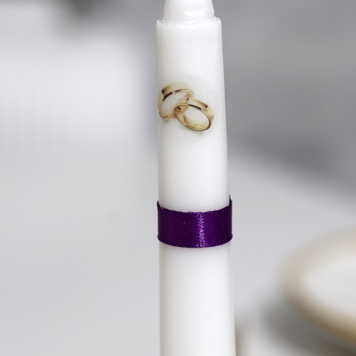 Набор свечей свадебных  Набор свечей свадебных "Совет да любовь с розой"фиолетовый:родительские 1,8х15,очаг 5х9,5см