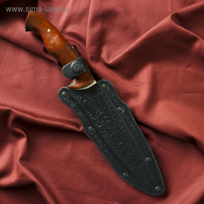 Нож кавказский, туристический Нож кавказский, туристический "Зодиак" с ножнами, сталь - 40х13, вощеный орех, 14.5 см