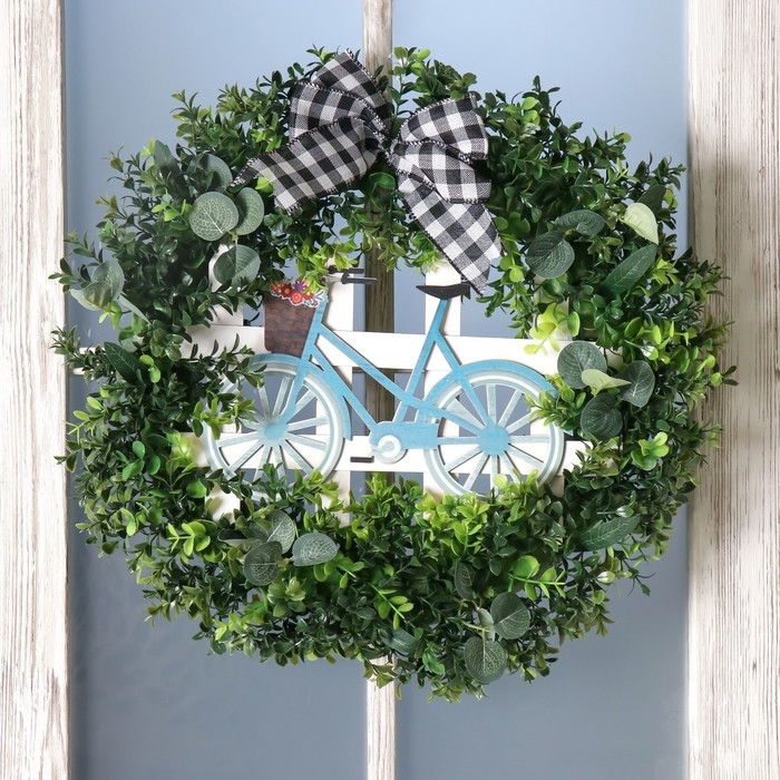 Венок на дверь интерьерный Венок на дверь интерьерный "Велосипед" 48х48 см