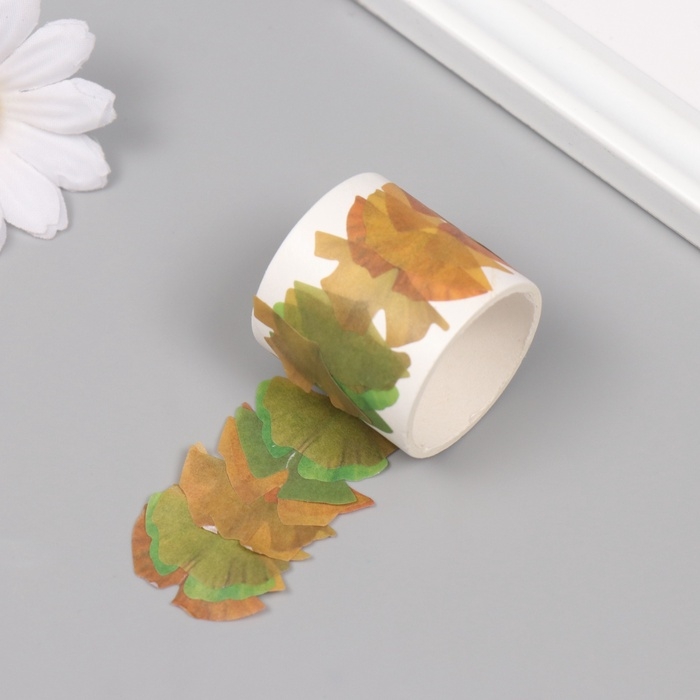 Клейкая лента бумага Клейкая лента бумага "Листья гинкго" 50 картинок 3,5х3,5х3.7 см