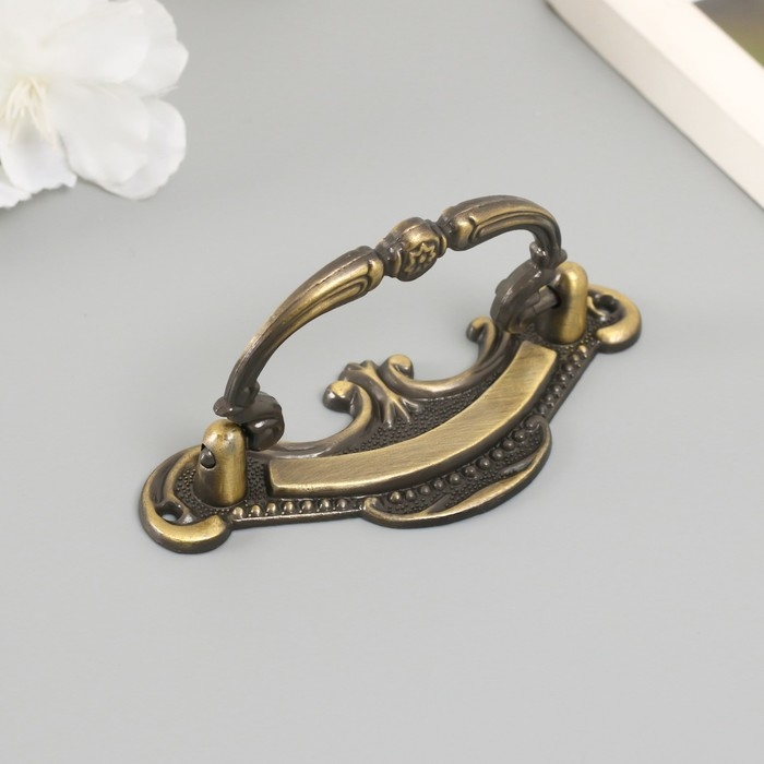 Ручка для шкатулки металл Ручка для шкатулки металл "Узоры" бронза 9х4 см