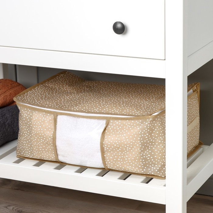 Кофр для хранения вещей Доляна Points, ПВХ окно, 45×30×20 см, цвет бежевый Кофр для хранения вещей Доляна Points, ПВХ окно, 45×30×20 см, цвет бежевый