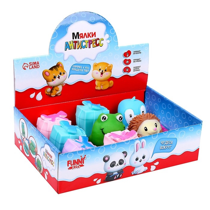 Антистресс сквиш мялка «Подарочек», цвета МИКС, в шоубоксе Антистресс сквиш мялка «Подарочек», цвета МИКС, в шоубоксе