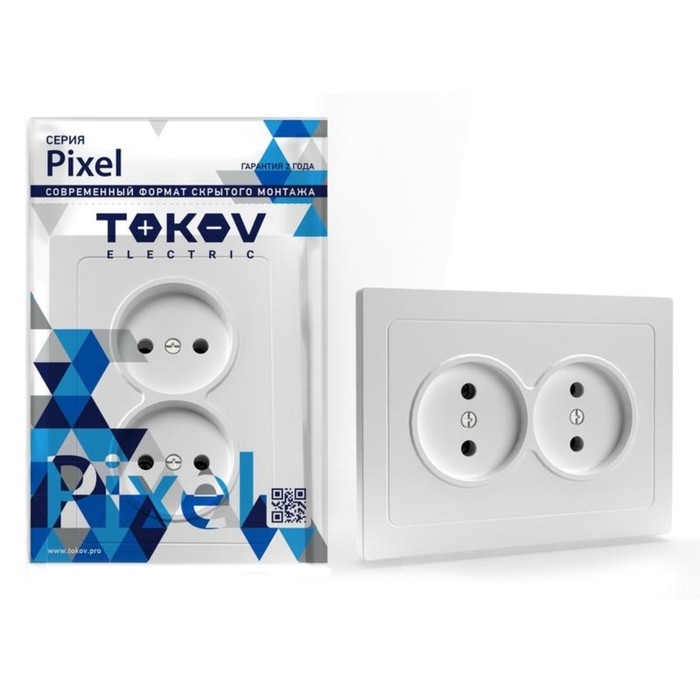 Розетка TOKOV ELECTRIС, Pixel, в сборе, 2-м, 16А, IP20, без з/к, белый, TKE-PX-R2F-C01 Розетка TOKOV ELECTRIС, Pixel, в сборе, 2-м, 16А, IP20, без з/к, белый, TKE-PX-R2F-C01