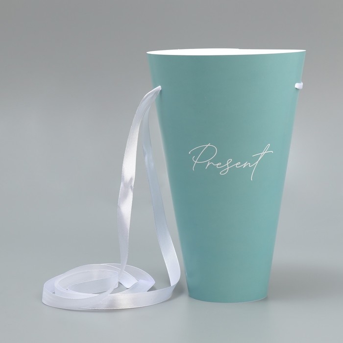 Пакет для цветов конусный круглый складной на лентах «Present», 15 х 23.3 х 7.5 см Пакет для цветов конусный круглый складной на лентах «Present», 15 х 23.3 х 7.5 см