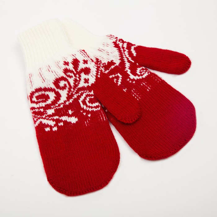 Варежки женские, цвет красный, размер 18 Варежки женские, цвет красный, размер 18