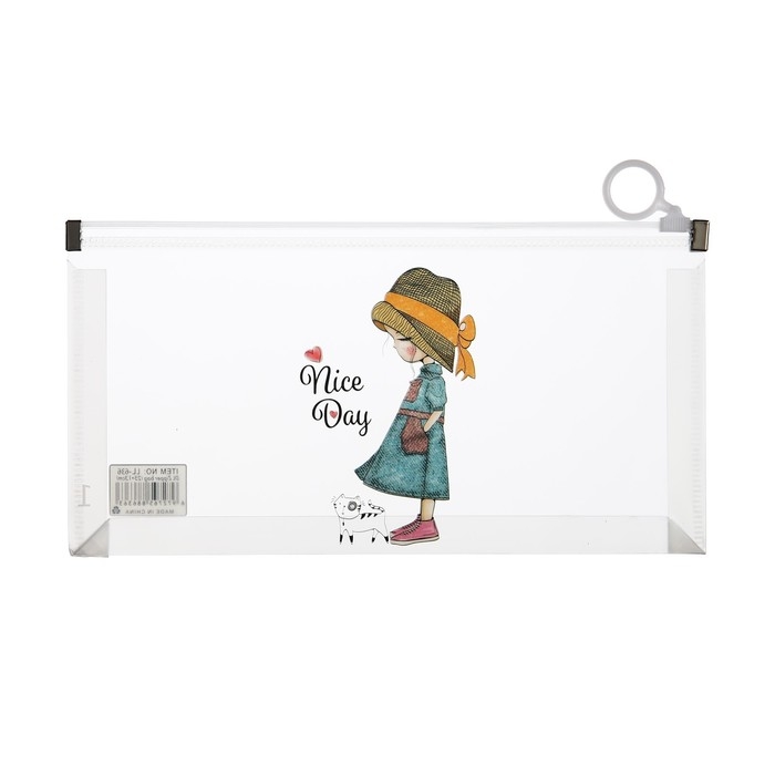 Папка-конверт на молнии формат А6, 180мкр, с рисунком Папка-конверт на молнии формат А6, 180мкр, с рисунком "Маленькая девочка", МИКС