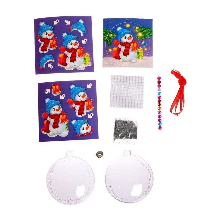 Ёлочный шар своими руками на новый год «Аппликация. Снеговичок», новогодний набор для творчества Ёлочный шар своими руками на новый год «Аппликация. Снеговичок», новогодний набор для творчества
