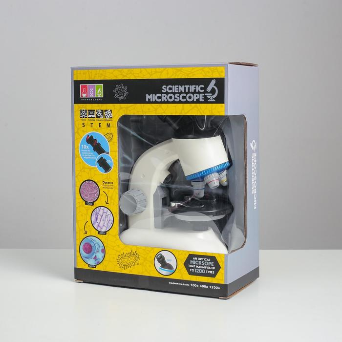 Микроскоп Микроскоп "Юный ученый" кратность до х1200, белый, подсветка