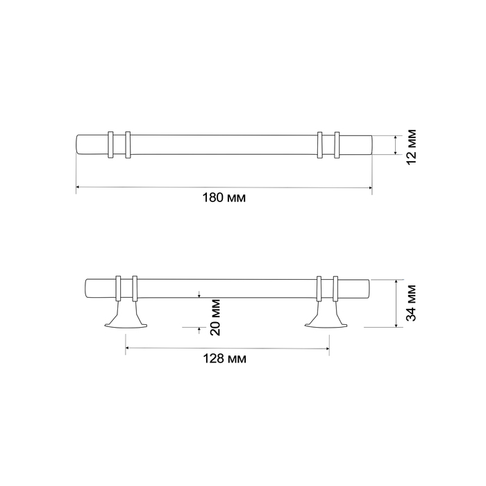 Ручка-рейлинг CAPPIO RSC003, м/о 128 мм, d=12 мм, цвет черный с золотом Ручка-рейлинг CAPPIO RSC003, м/о 128 мм, d=12 мм, цвет черный с золотом