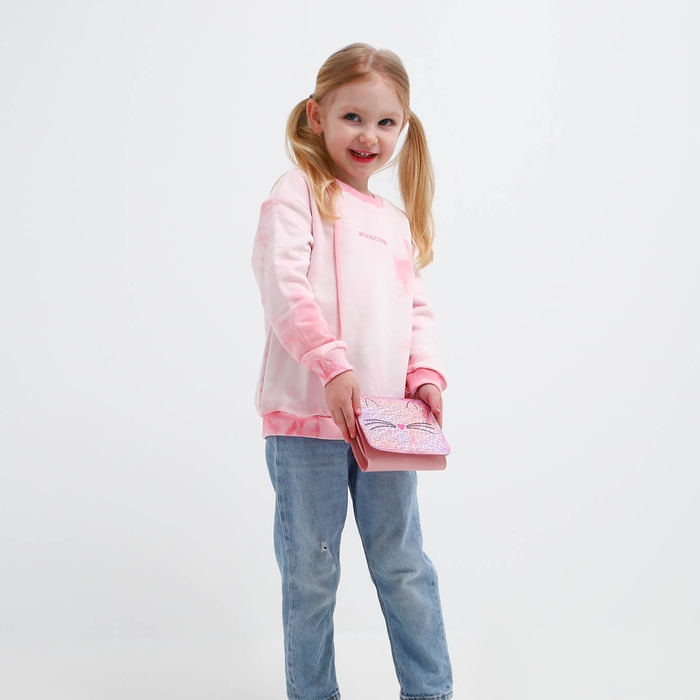 Сумка детская для девочки Сумка детская для девочки "Блестящий котик", на клапане, цвет розовый, 15х4х12 см