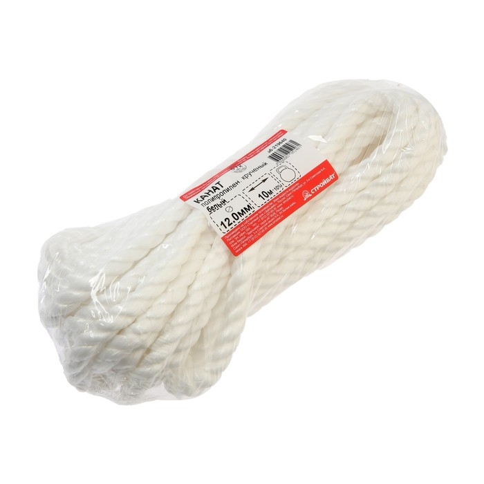 Канат полипр.крученый 12 мм белый 10 м Канат полипр.крученый 12 мм белый 10 м