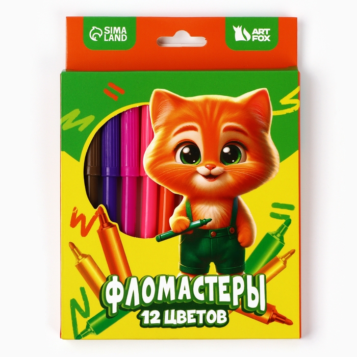 Фломастеры 12 цветов, вентилируемый колпачок, «1 сентября: Кот» Фломастеры 12 цветов, вентилируемый колпачок, «1 сентября: Кот»