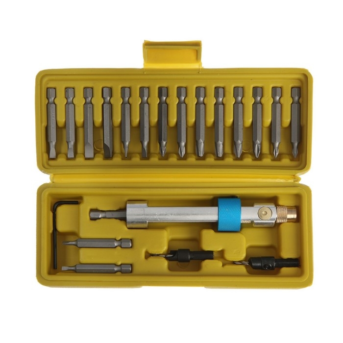 Набор сверл и бит ТУНДРА, с поворотным адаптером  Набор сверл и бит ТУНДРА, с поворотным адаптером "сверло-бита", 20 шт.