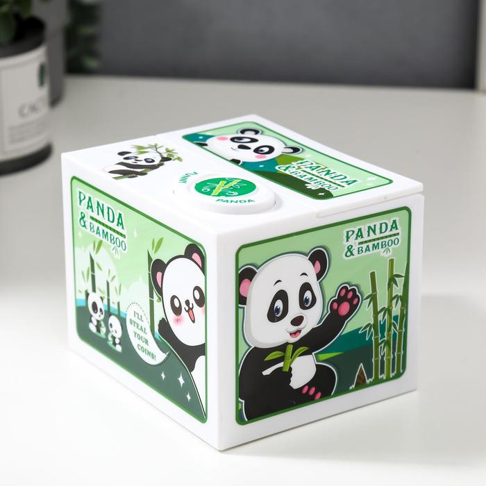 Копилка пластик Копилка пластик "Панда прячет монетки" 9х12х10 см